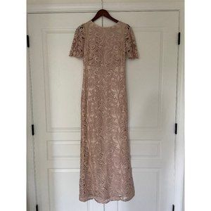 Blush Sequin Gown Dress, Short Sleeve, Size 4